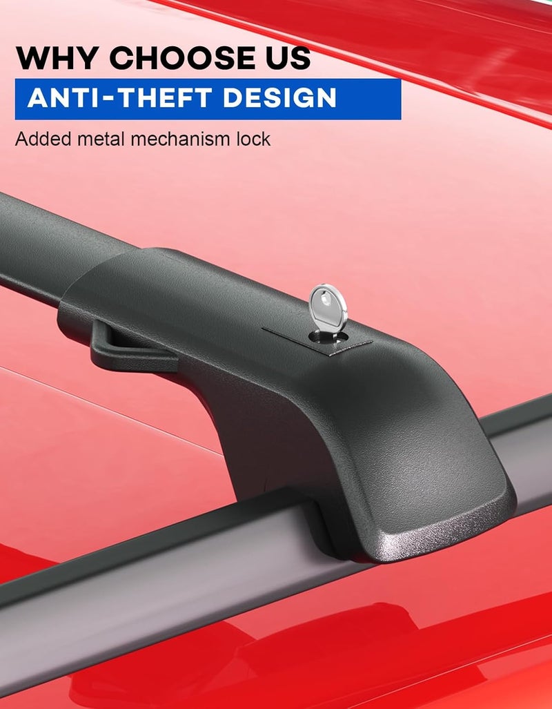 wonderdriver 300lbs Roof Rack Cross Bars Compatible with Nissan Rogue 2014-2020 (with Raised Side Rails), Heavy Duty Aluminum Lockable Roof Rails Crossbars Black Rooftop Cargo Carrier Luggage - Image 4